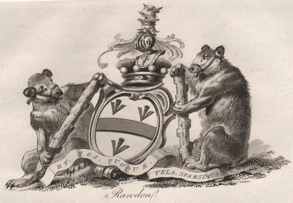 RANDON. Coat of Arms. Heraldry 1790 old antique vintage print picture